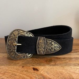 Free People Black Rock Suede Western Belt
